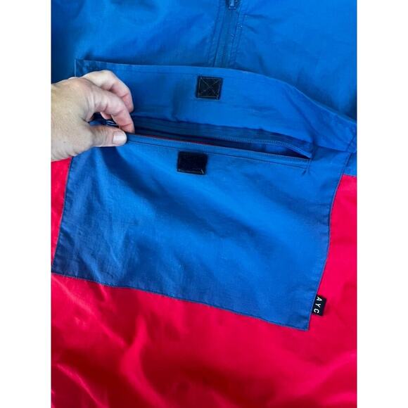 Asphalt Yaht Club AYC windbreaker size small red white blue hooded half zip jckt - Picture 2 of 9
